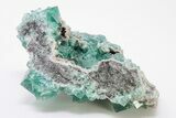 Cubic, Blue-Green Zoned Fluorite Crystals on Quartz - China #197170-2